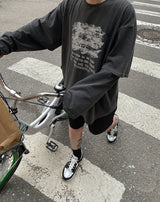 No.0717 BL レイヤードオーバーTシャツ