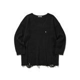(DUC) Damaged Loose-Fit Knit Black