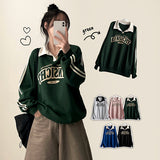 Jewit Two-Line Oversized Fit Color Collar Sweatshirt