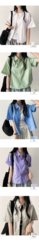 Monran Muji Cropped Short-Sleeved Shirt