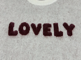 Mona Lovely Lettering Embroidery Loose Fit Round Knit