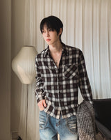 25FW★ [LANARCH] Destroyed Check Shirt
