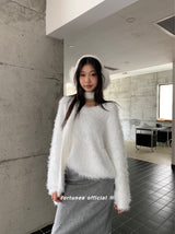 gray lace midi wool skirt