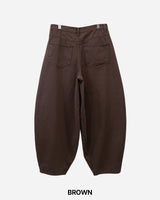 Brown Curved Denim Pants
