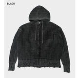 (UNISEX) ダイメッシュフードジップアップニット