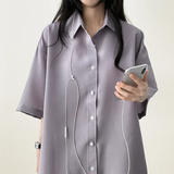 Lori Linen Oversized Fit Short Sleeve Shirt Shirt