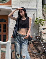 フィリーカッティングワイドクロップスリーブレス