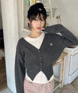 STITCH WOOL KNIT CROP CARDIGAN