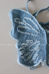 Butterfly Denim Backless Tube Top