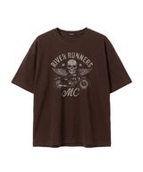 Men’s Cotton Short-Sleeve Cropped T-Shirt Motorcycle Brown