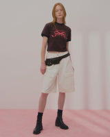 LOVE RIBBON RINGER TSHIRT-BROWN