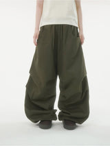 Beads back pocket cotton pants -4C
