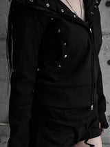 studded slim fit hooded zip-up (2color)