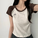 Nika logo embroidery Nagrang ラグランカラーマッチングショーツ