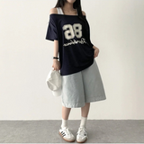 デロンスパン アンバルショルダー ボクシーフィット ショートスリーブTシャツ