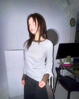 (3color) Shirring Layered Long Sleeve Tee