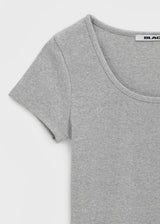 [B-BASIC] テンションスタンダードスリムUネック半袖Tシャツ (2 SIZE)