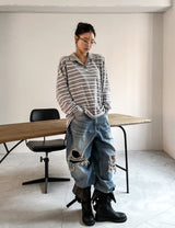 Bohemian Damage Wide Denim Pants
