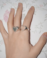 [925SILVER] COOKIE FRAME HEART STUD RING