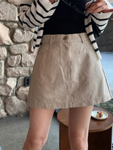 Rear Cotton A-line Mini Skirt / 2 colors