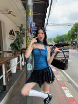 シルバー ブラック マジック アンカット スカート