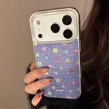 ヴィンテージ デニム フラワー iPhone ケース