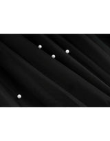 Selena Round-Neck Gold Button Tweed Pearl Dress Set Black