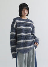 モヘアストライプヘビーニット