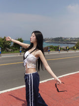 Lace Ribbon Cropped Sleeveless