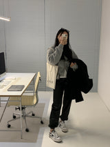 [MADE] Stern hip crop two-way hood zip-up -basic