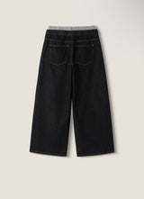 Layered banding denim pants