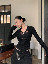 Pure Fake See-Through Two-Piece Long Sleeve T-Shirt