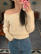 [MADE] Fulls cashmere unbalanced off-shoulder knitwear