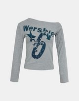 Star Number Off-Shoulder T-shirt