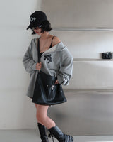 [UNISEX] Chrome Patch オーバーサイズフィット フード付きジップアップジャケット