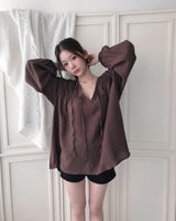 romantique deep v pleur shirring bl