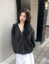 [UNISEX] テリーベーシックルーズフィット2WAYフードジップアップ (4color)