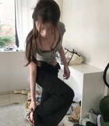 mock deep lace full buckle top