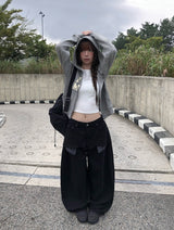 I Love ストライプフードジップアップ