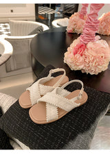 Cross Weave Open-Toe Strap Sandals