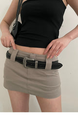 American Retro Silver Leather Belt