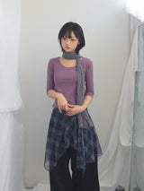 U-Neck Three-Quarter Slim Line Cotton Top