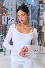 ブリーズ シアー ロングスリーブ トップ(White)