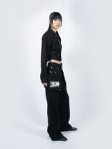 クロップダブルカラーシャツ (Black)