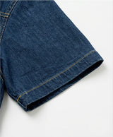 Oversized Pocket Short-Sleeve Denim Shirt Indigo