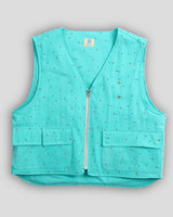 Flower Walk Zip-Up vest Mint