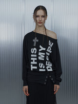 BOLD LETTERING LOOSE TOP / BLACK