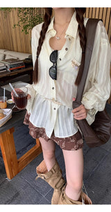 brown ethnic sleeveless skirt two-piece