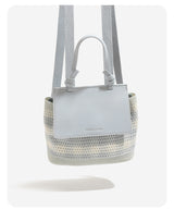 Resort look rattan knit backpack/handbag