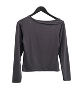 バーネックアイレットレイヤードワンオフTシャツ
